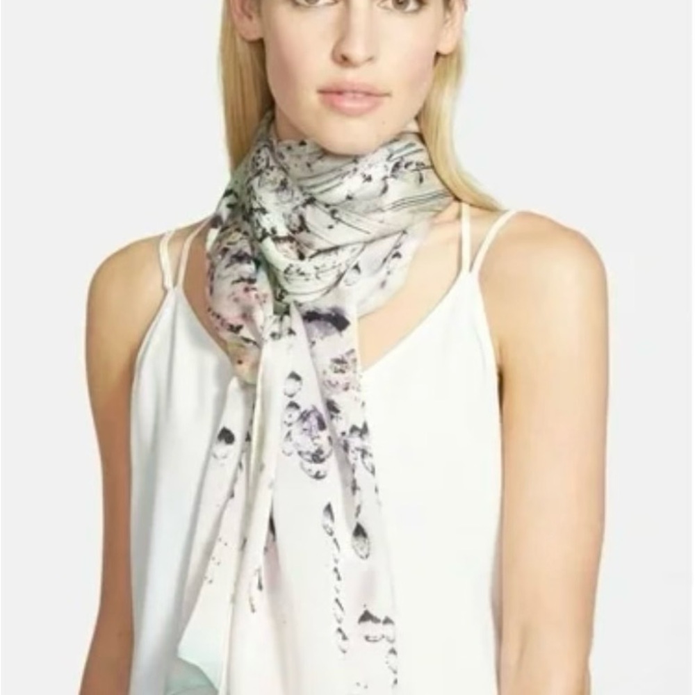 Crystal Droplet Print Silk Scarf